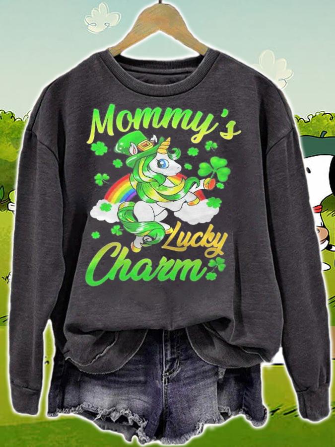 Mommys Lucky Charm Cute Unicorn St. Patricks Day Kids Shirt sweatshirt