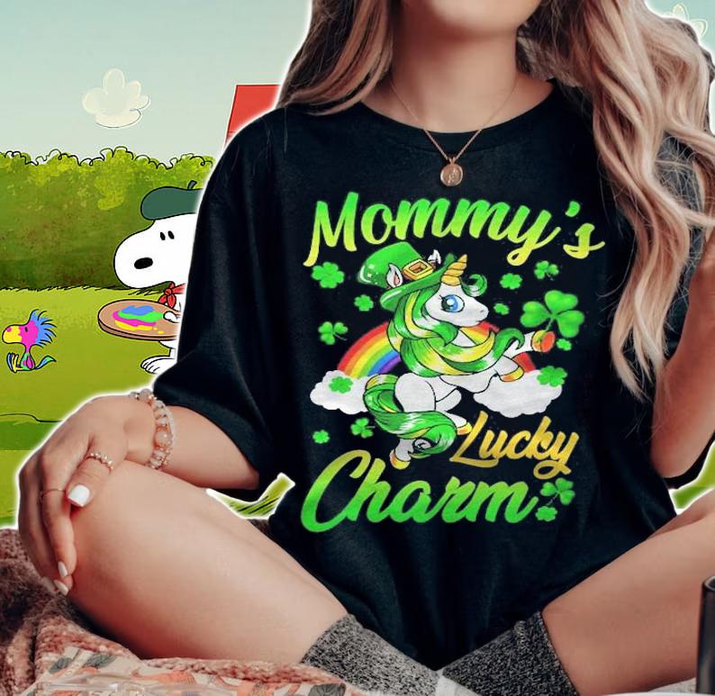Mommys Lucky Charm Cute Unicorn St. Patricks Day Kids Shirt woman shirt