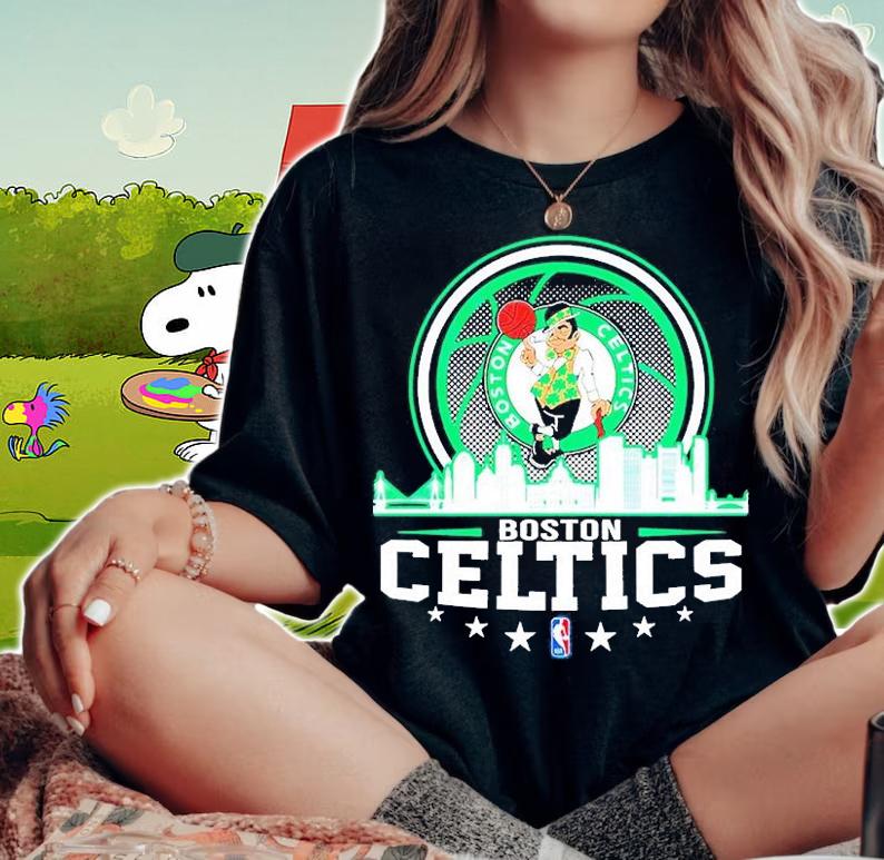 Nice Boston Celtics NBA City Skyline T-Shirt woman shirt