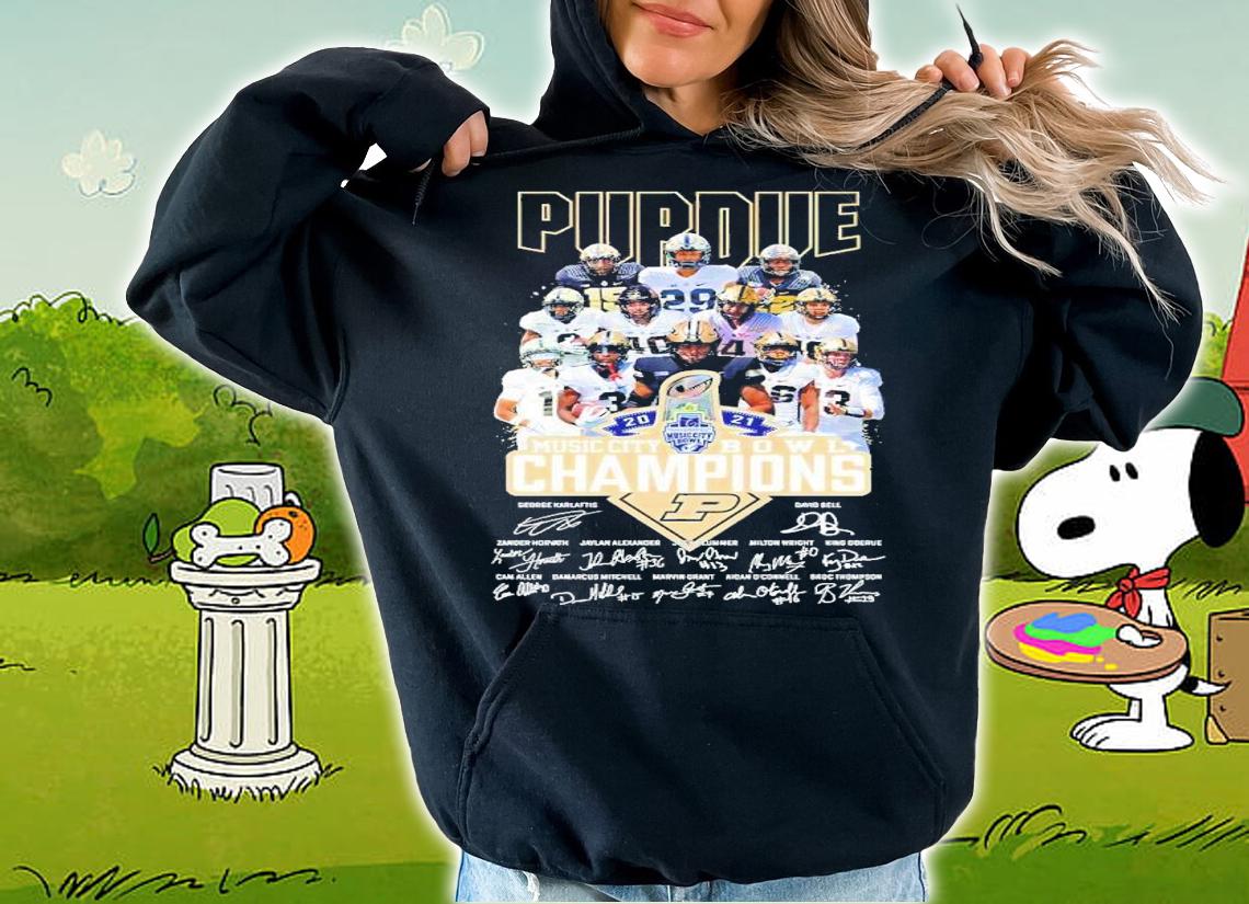 Purdue Boilermakers 2021 Music Bowl Champions Signatures Shirt hoodie