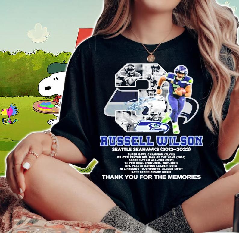 Russell Wilson Seattle Seahawks 2012-2022 Super Bowl Champion Signatures Thank You For The Memories Shirt woman shirt