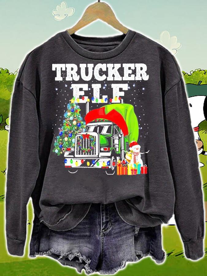 Trucker Christmas - Trucker Elf Trucker T-Shirt sweatshirt