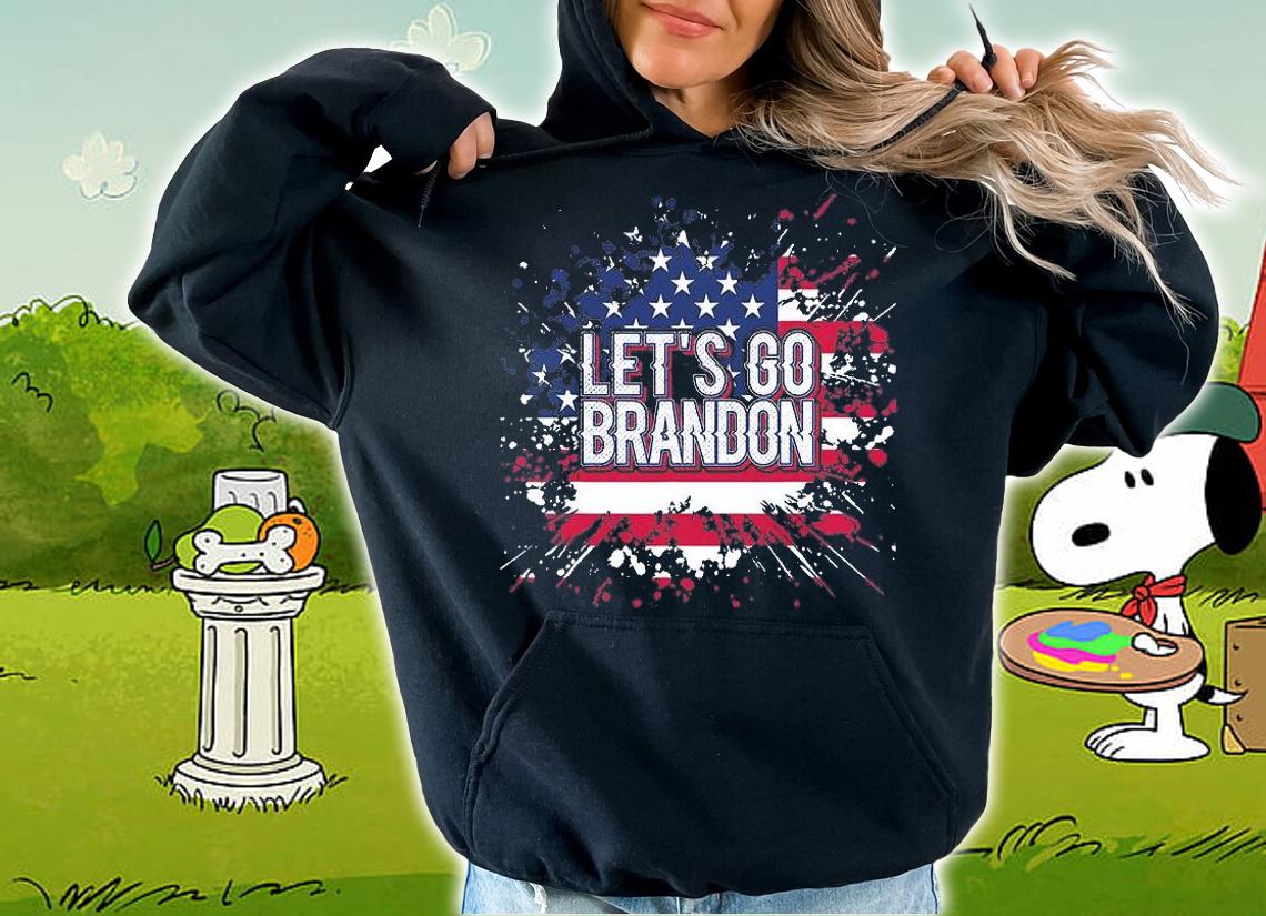 Vintage Let's Go Brandon Conservative US Flag Christmas Gift T-Shirt hoodie
