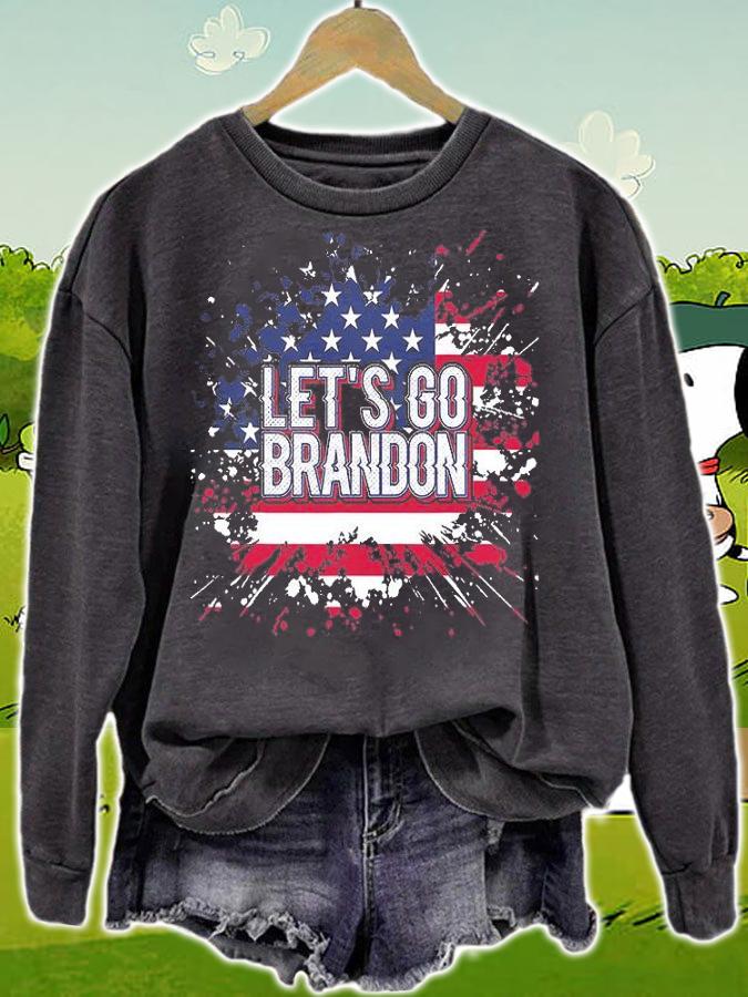 Vintage Let's Go Brandon Conservative US Flag Christmas Gift T-Shirt sweatshirt