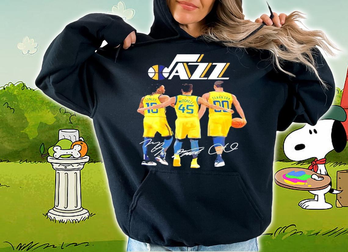 Utah Jazz Conley Mitchell Clarkson signatures t-shirt hoodie