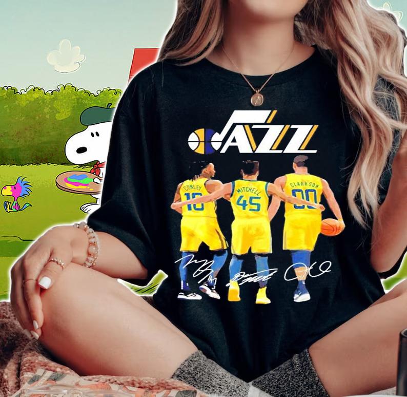 Utah Jazz Conley Mitchell Clarkson signatures t-shirt woman shirt
