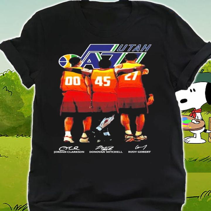 Utah Jazz Jordan Clarkson Donovan Mitchell and Rudy Gobert signatures t-shirt shirt