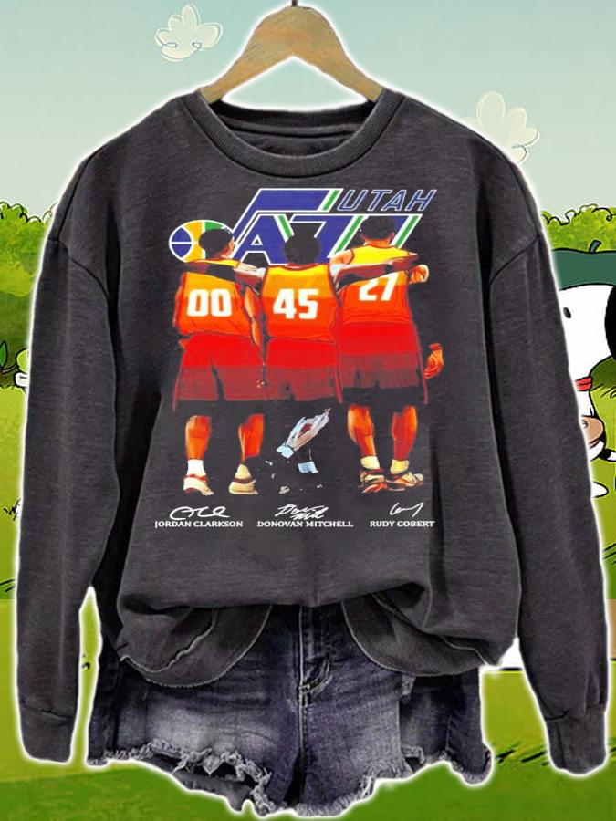 Utah Jazz Jordan Clarkson Donovan Mitchell and Rudy Gobert signatures t-shirt sweatshirt