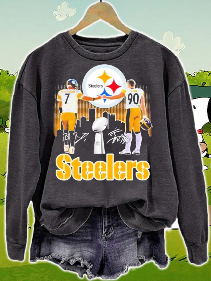 Pittsburgh Steelers Ben Roethlisberger and T. J. Watt signatures shirt sweatshirt