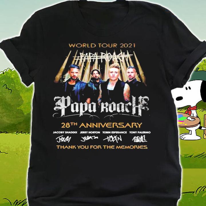 World tour 2021 Papa Roach 28th anniversary signatures shirt shirt