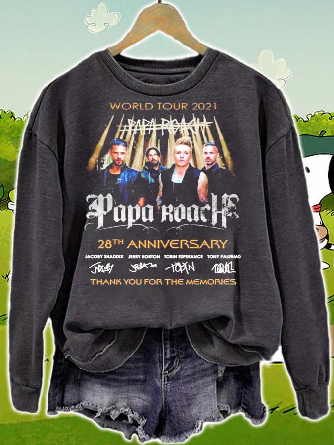 World tour 2021 Papa Roach 28th anniversary signatures shirt sweatshirt