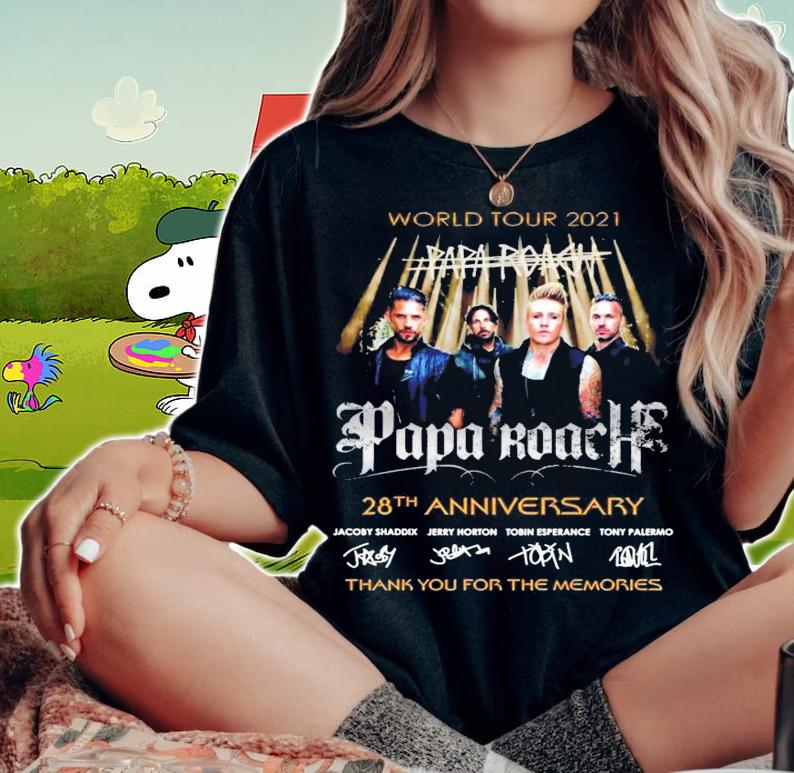 World tour 2021 Papa Roach 28th anniversary signatures shirt woman shirt