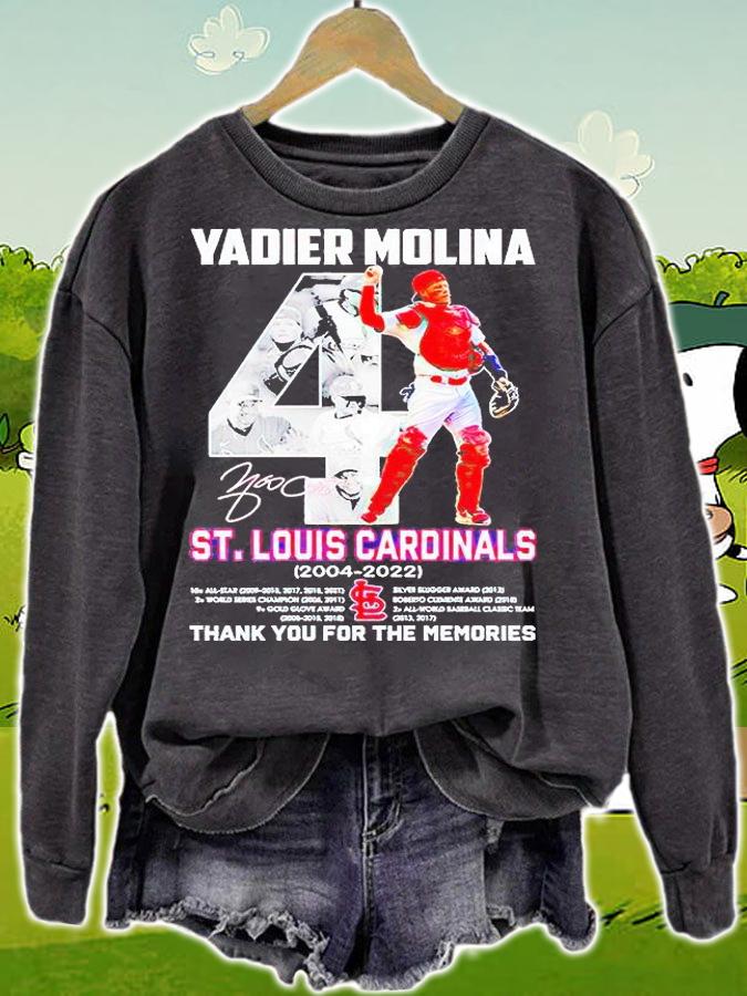 Yadier Molina St Louis Cardinals 2004-2022 thank You for the memories signature T-shirt sweatshirt