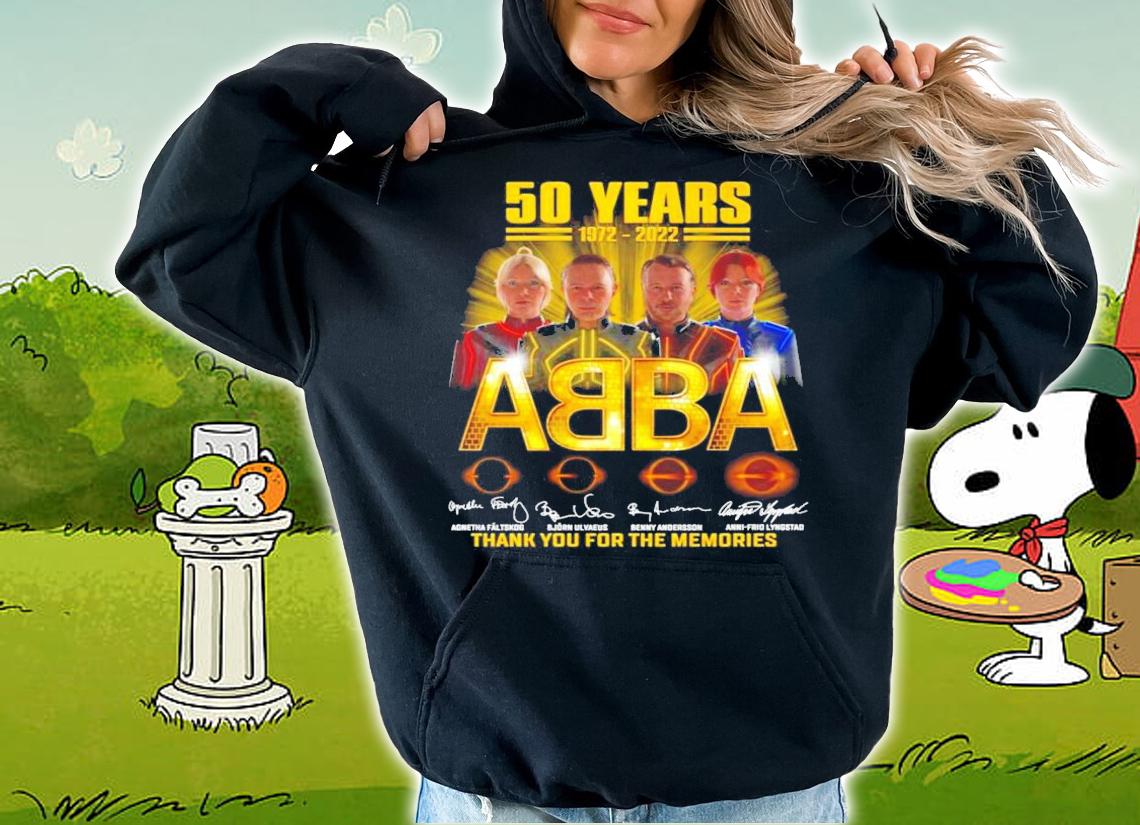 50 years 1972-2022 ABBA signatures thank you for the memories t-shirt hoodie