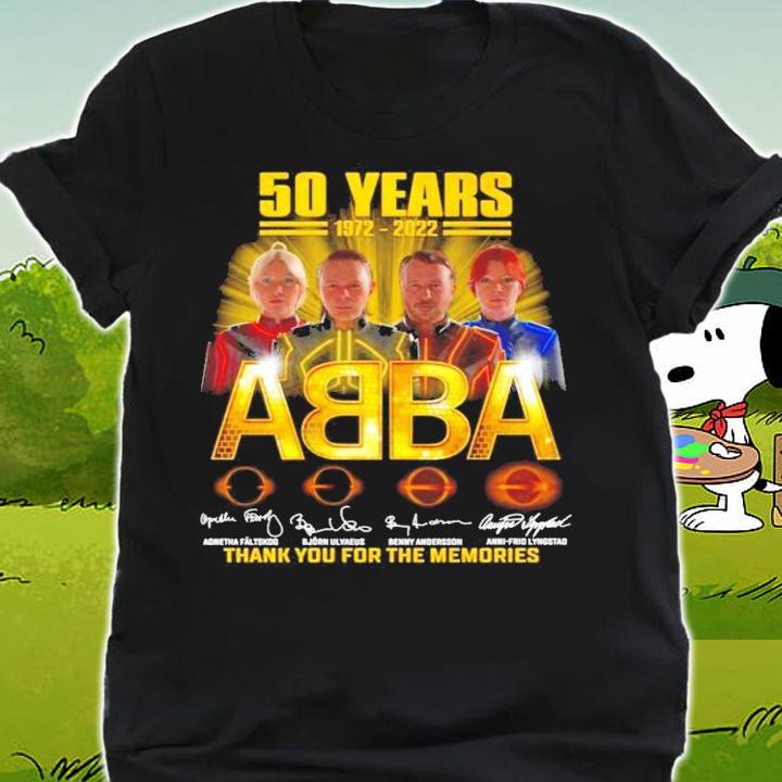 50 years 1972-2022 ABBA signatures thank you for the memories t-shirt shirt