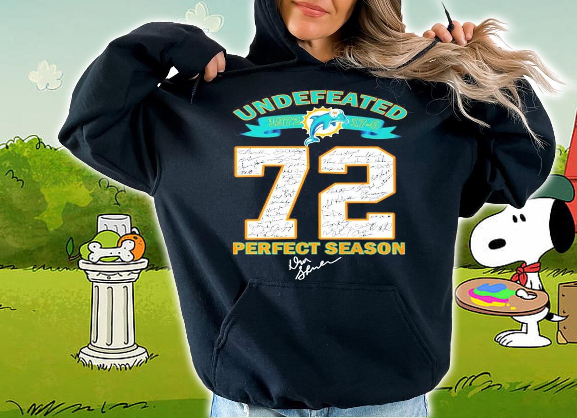 Miami Dolphins 72 Undefeated 1972 17-0 perfect season signatures t-shirt hoodie