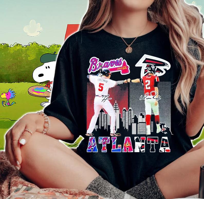 Atlanta Freddie Freeman Matt Ryan signatures shirt woman shirt