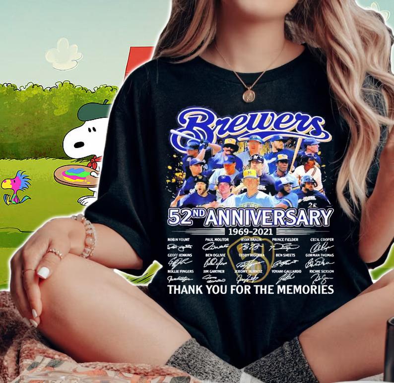 Brewers 52nd anniversary 1969 2021 thank you for the memories shirt woman shirt