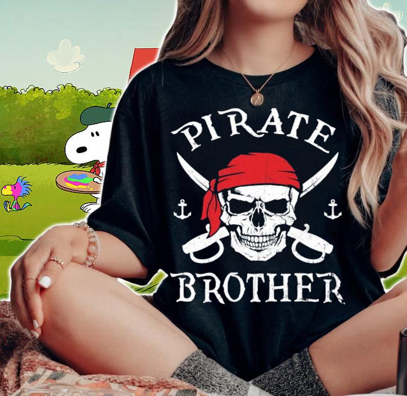 Pirate Brother Skull Halloween T-shirt woman shirt