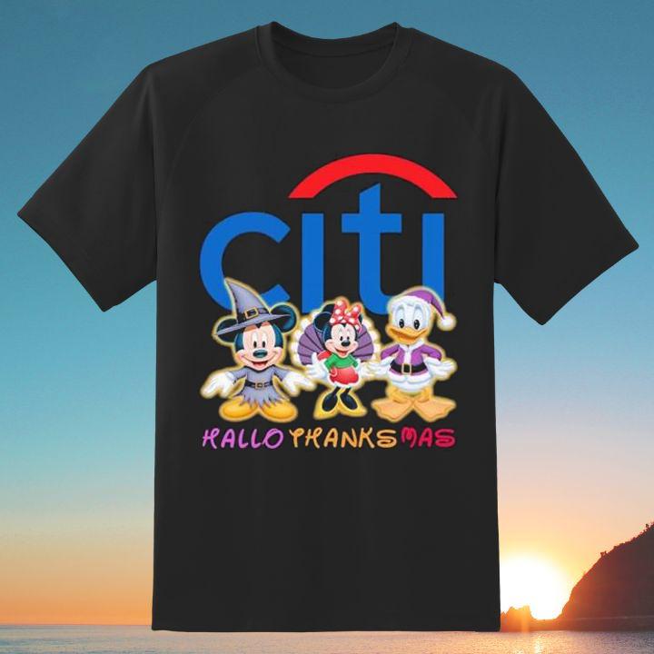 Citi Bank Disney Mickey And Minnie Mouse Donald Duck Hallothanksmas T-Shirt