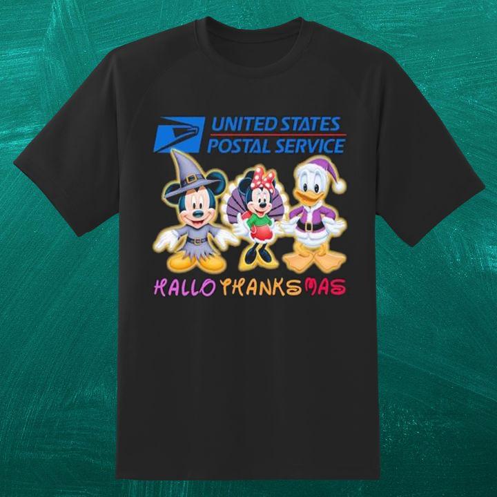 Disney Characters USPS Mickey Minnie Donald HalloThanksMas T-Shirt