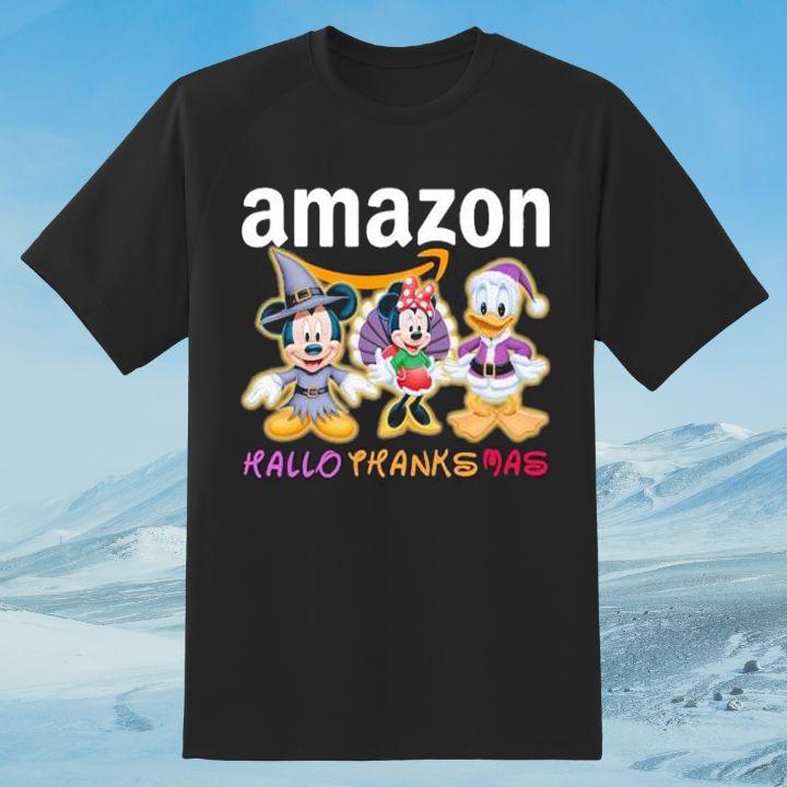 Disney Mickey And Minnie Mouse Donald Duck Amazon Hallothanksmas T-Shirt