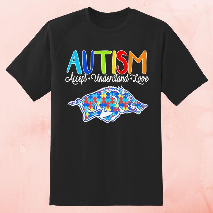 Arkansas Razorbacks Autism Awareness Accept Understand Love T-Shirt