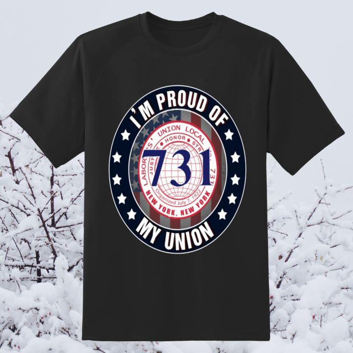 Official Im Proud Of My Union Laborers Local 731 American Flag T-Shirt