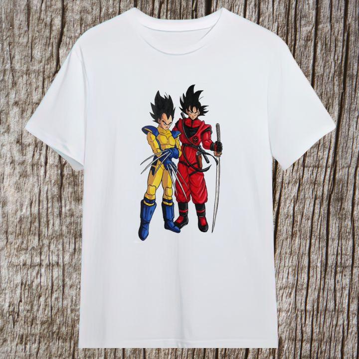 Premium Dragon Ball Z Vegeta And Goku Marvel Deadpool And Wolverine T-Shirt