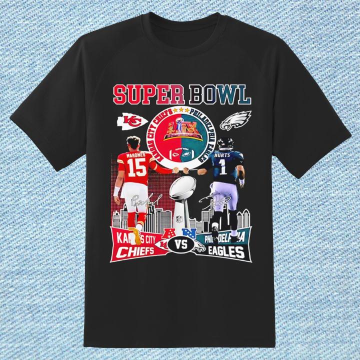 Awesome 2025 Super Bowl Kansas City Chiefs Vs Philadelphia Eagles Autograph T-Shirt