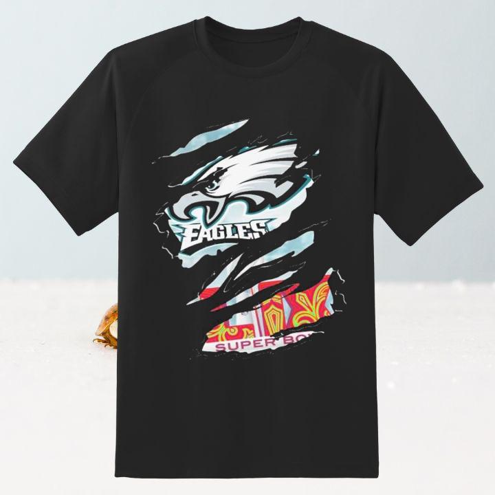 Philadelphia Eagles Logo Super Bowl Lix 2025 Torn Scratch Shirt