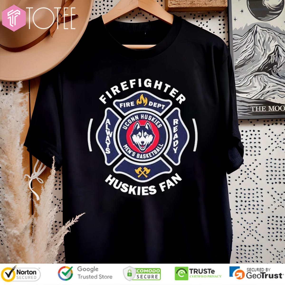 Fire Dept Uconn Huskies Logo Mens Basketball Firefighter T-Shirt