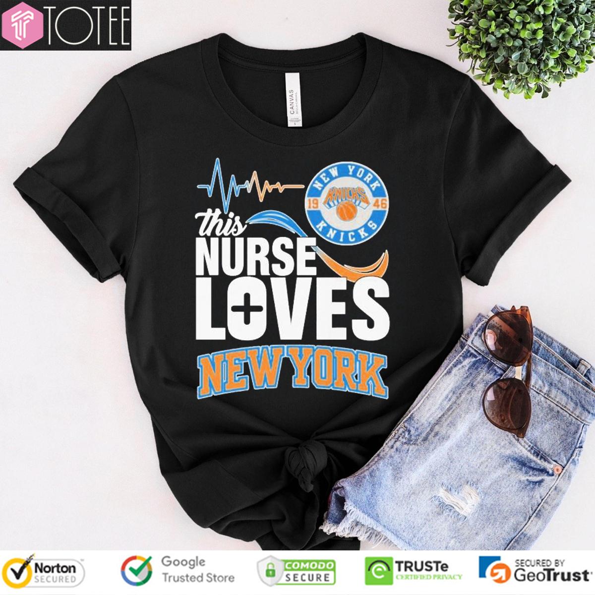 This Nurse Loves New York Knicks 1946 Heartbeat T-Shirt