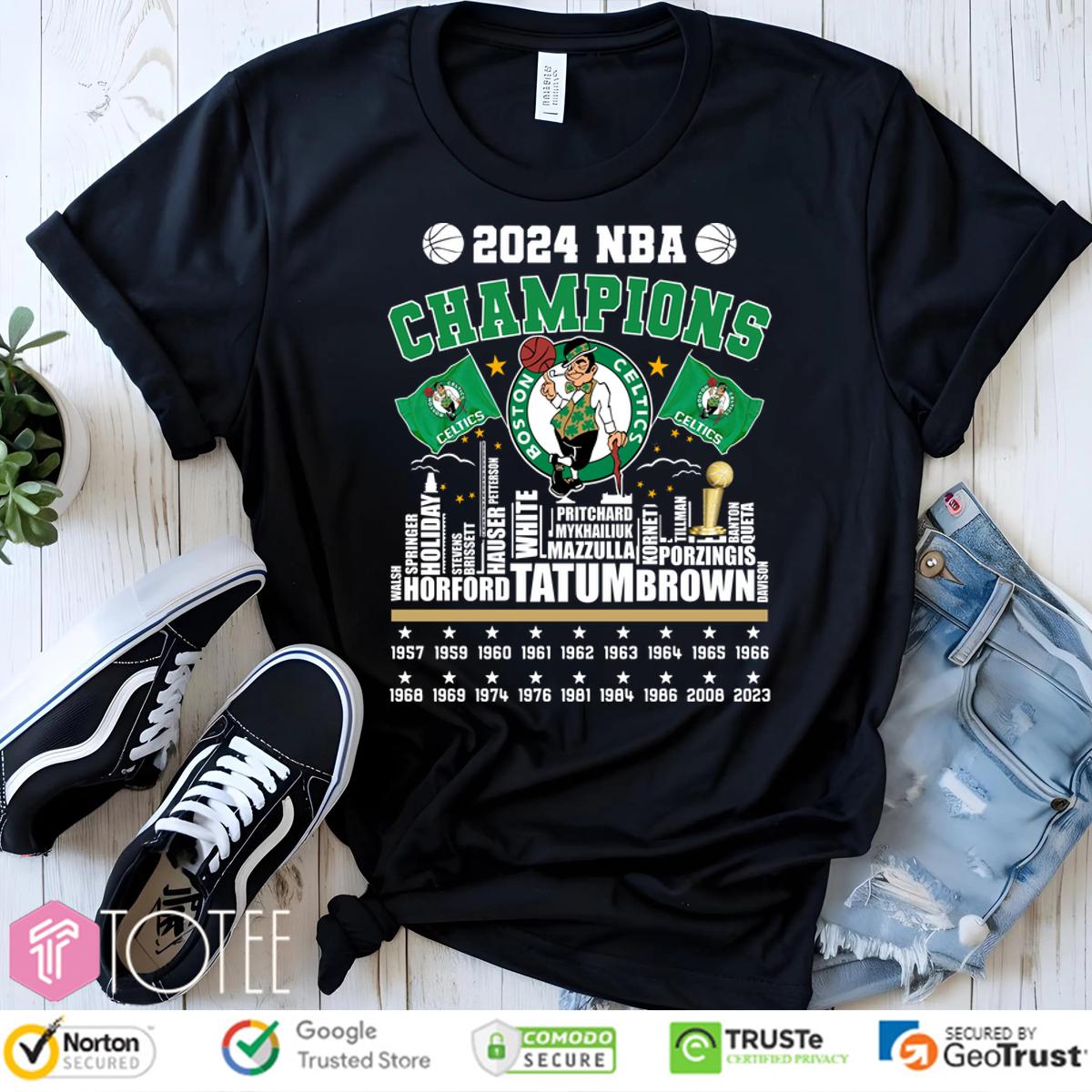 Boston Celtics 2024 Nba Champions City Skyline Players Names Shirt
