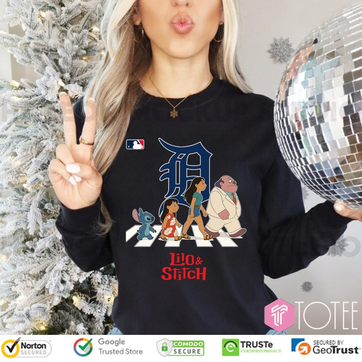 Lilo And Stitch Abbey Road Detroit Tigers Baseball Long Sleeve