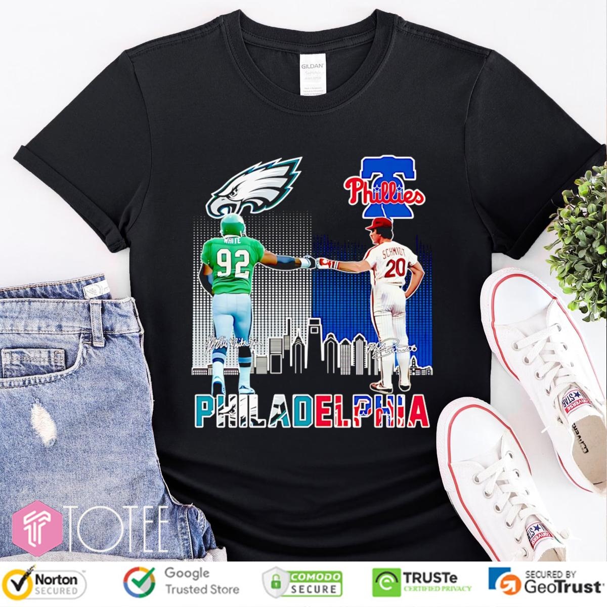 Reggie White Mike Schmidt Philadelphia Sports Teams Eagles Phillies T-shirt