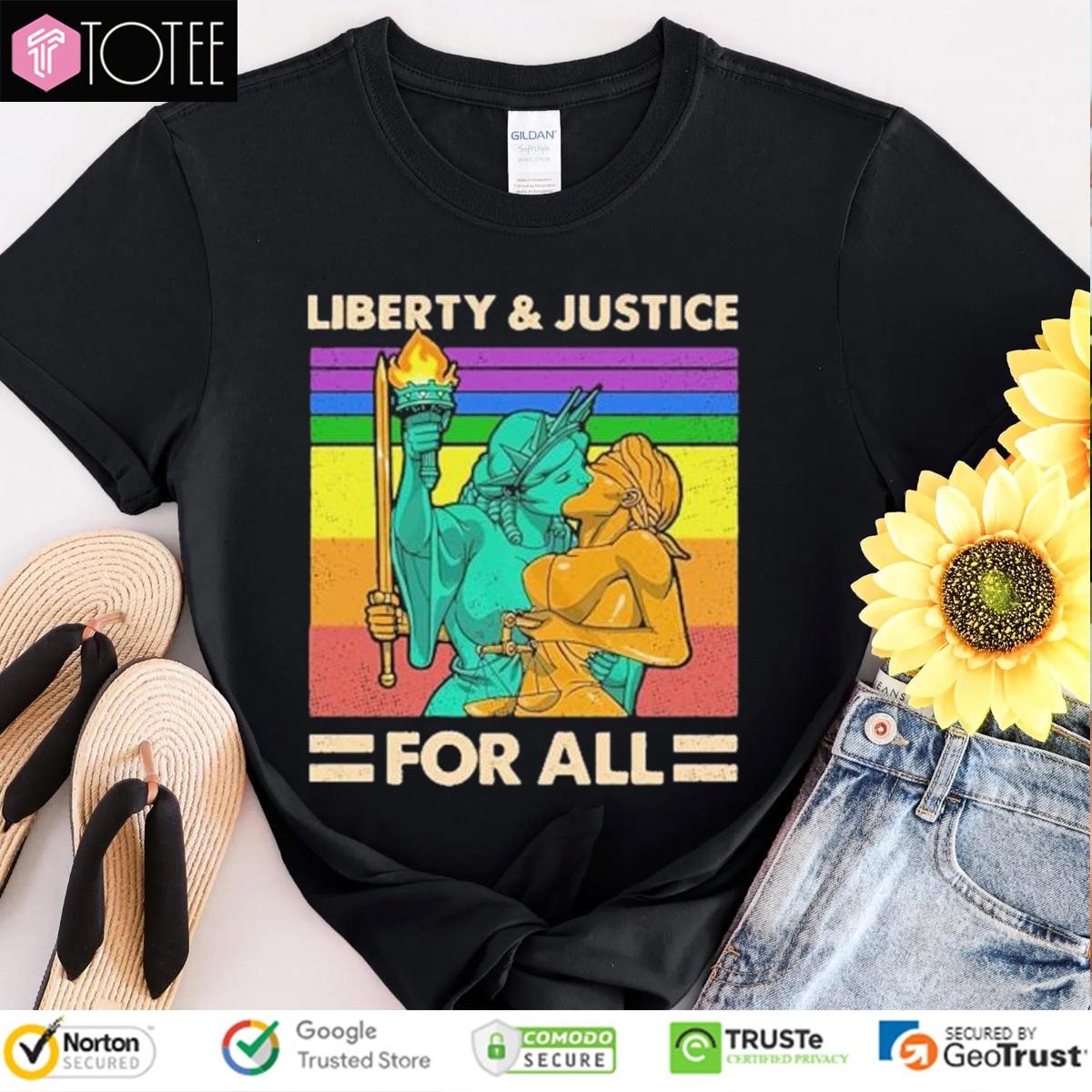 Lgbt Liberty Kiss Justice For All Vintage T-shirt