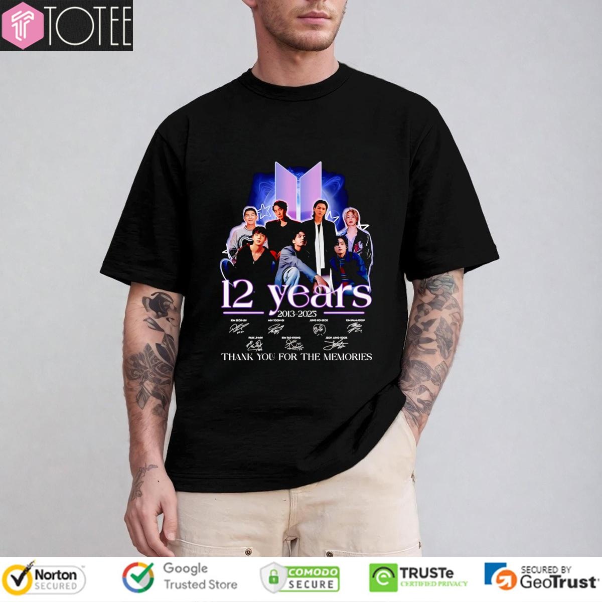 12 Years 2013 2025 Bts Signatures T-shirt
