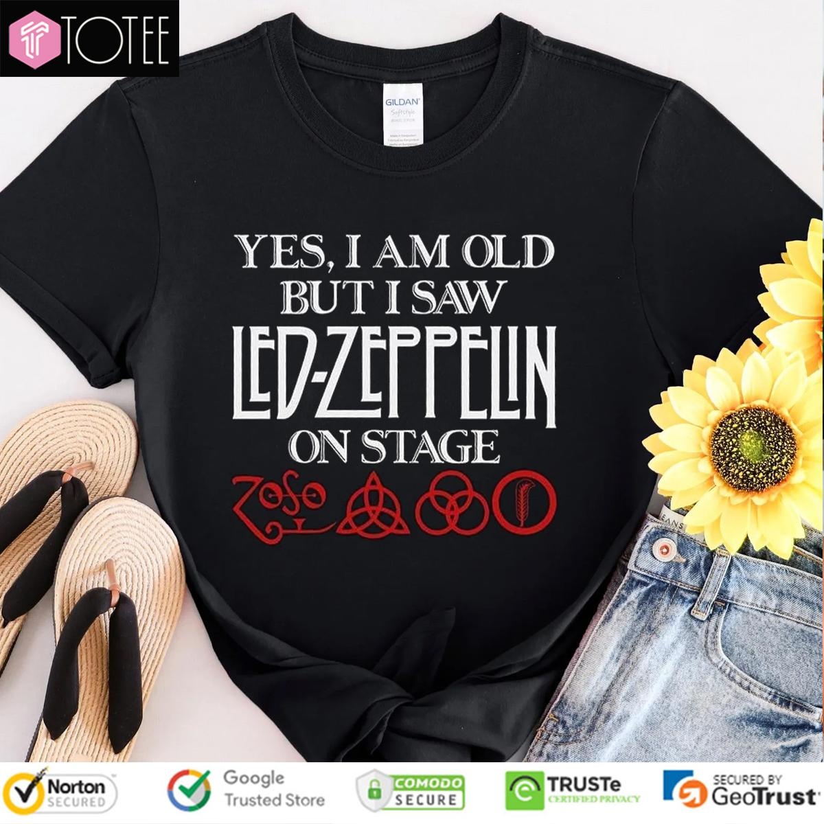 Yes I Am Old But I Saw Led Zeppelin On Stage Symbols T-shirt